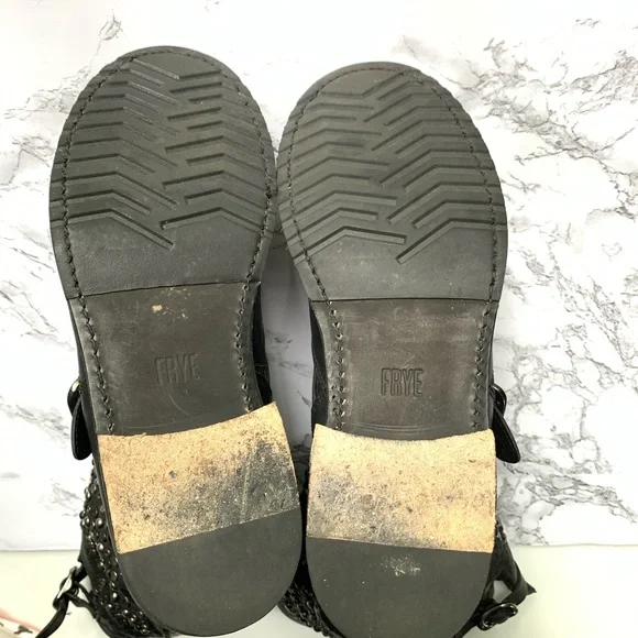 Frye Black Studded Combat Boots - Picture 9 of 13